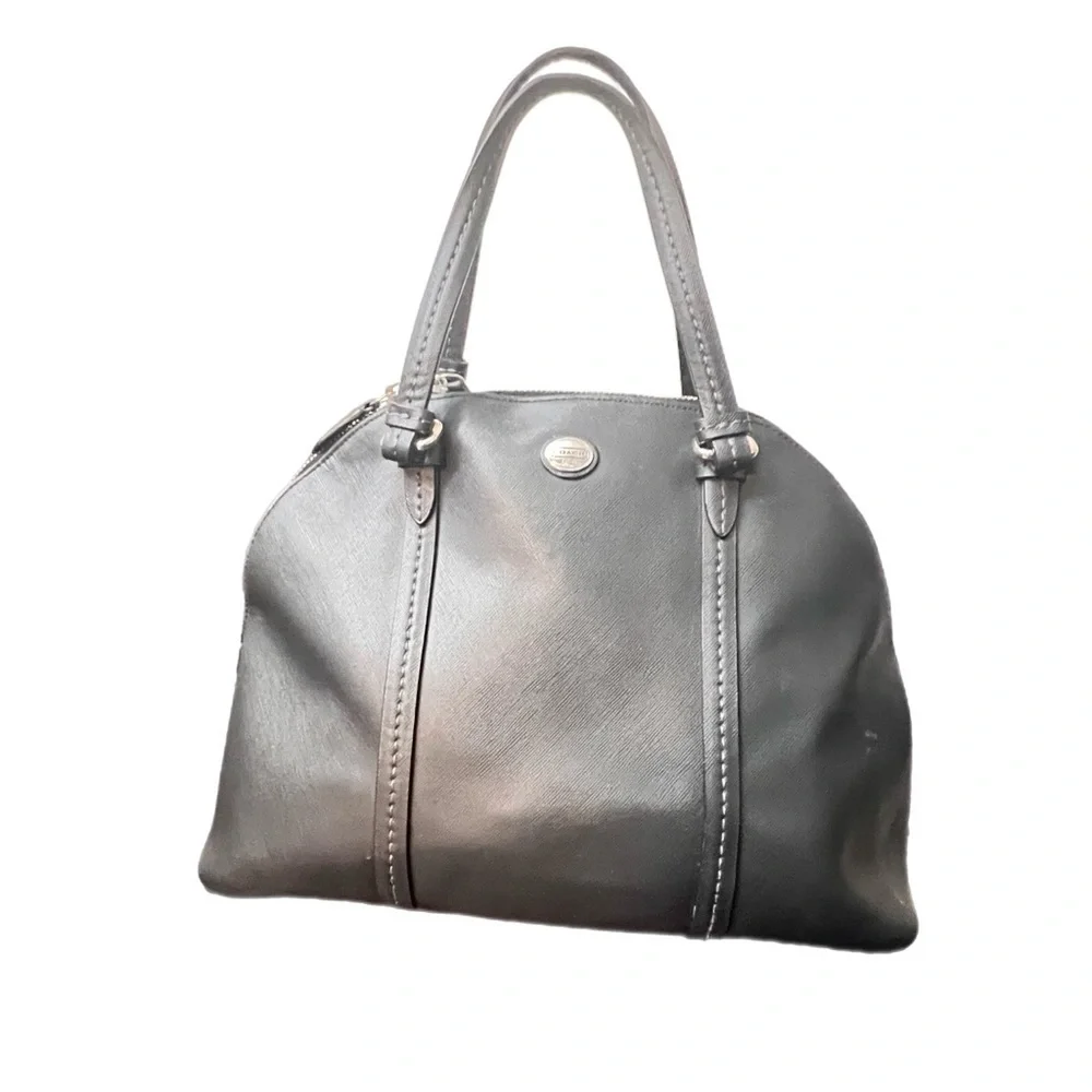 Coach F25671 Black Leather Peyton Dome Satchel Crossbody/Hand bag